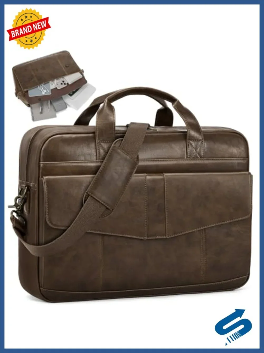 Vintage PU Leather Messenger Bag, 16